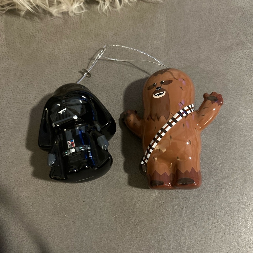 2 Star Wars Christmas Tree Ornaments Darth Vader Chewbacca Hallmark DR01